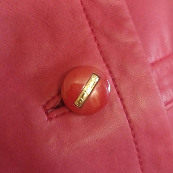 St. John lamb's leather moto jacket red size 6 - Picture 6 of 15